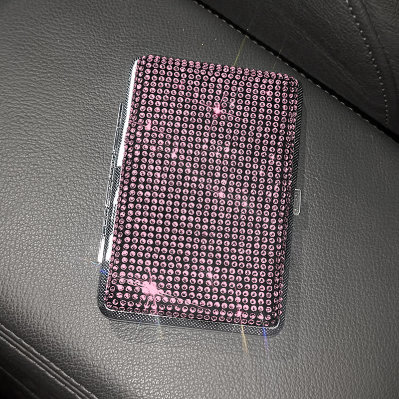 Piiriülene loominguline teemantidega kaunistatud naiste sigaretikarbi kleebis teemant Rhinestones üliõhuke roostevabast terasest kaasaskantav sigaretikarp naiste sigaretikarp ruudukujuline