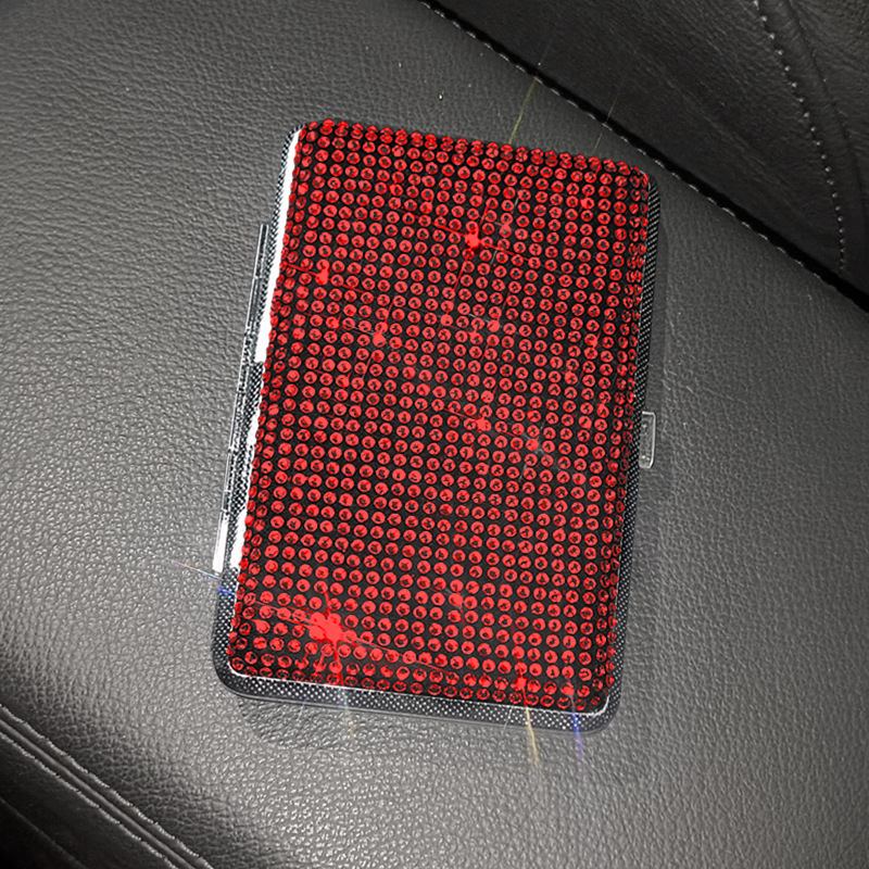 Piiriülene loominguline teemantidega kaunistatud naiste sigaretikarbi kleebis teemant Rhinestones üliõhuke roostevabast terasest kaasaskantav sigaretikarp naiste sigaretikarp ruudukujuline