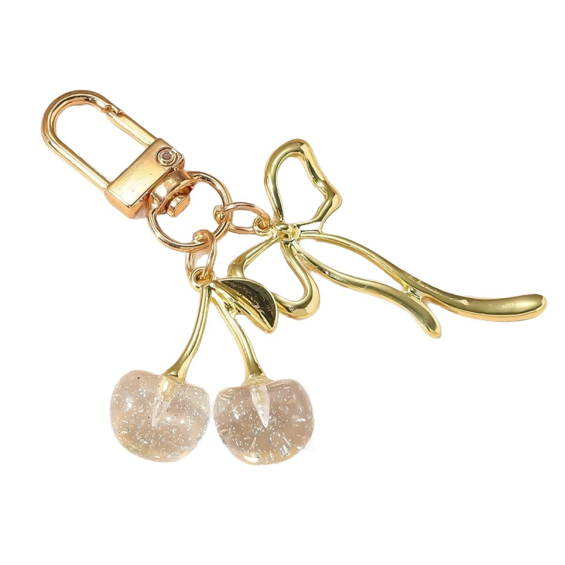 Európai és amerikai ékszer szimuláció kristály cseresznye kulcstartó táska lógó masni medál dizájn érzéki gyümölcs kulcstartó