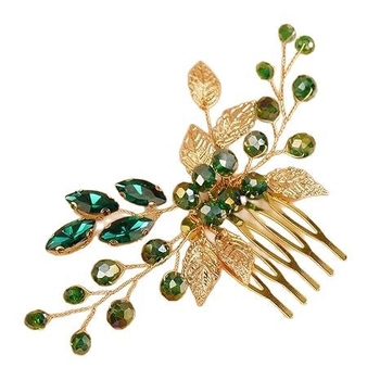 Europos ir Jungtinių Valstijų tarpvalstybinės naujos plaukų šukos močiutei žali krištolo aukso lapų šoninės šukos vestuvių galvos apdangalas nuotakos plaukų aksesuarai didmeninė prekyba