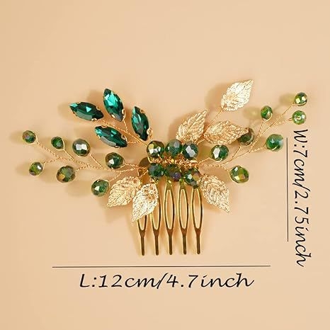 Europos ir Jungtinių Valstijų tarpvalstybinės naujos plaukų šukos močiutei žali krištolo aukso lapų šoninės šukos vestuvių galvos apdangalas nuotakos plaukų aksesuarai didmeninė prekyba