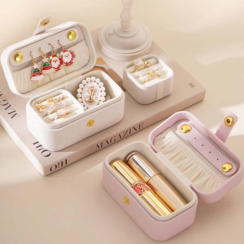 Hordozható ékszerdoboz, kicsi, gyönyörű gyűrűdoboz, fejlett fülbevalók, utazó, hordozható mini tároló műtárgy