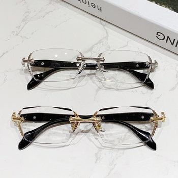 Пресбиоскопични очила, без рамки, с изрязан ръб, за жени, метални, тежки, занаятчийски очила за възрастни хора, HD модни, висококачествени пресбиоскопични очила