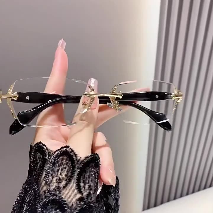 Presbioszkópos szemüvegek, kék fény elleni keret nélküli, vágott élű női fémből készült, nehéz kézműves szemüvegek időseknek, HD divatos, kiváló minőségű presbioszkópos szemüvegek