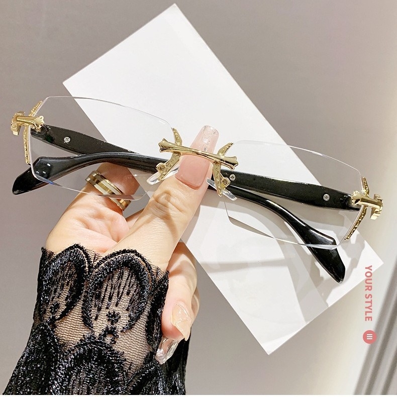 Presbioszkópos szemüvegek, kék fény elleni keret nélküli, vágott élű női fémből készült, nehéz kézműves szemüvegek időseknek, HD divatos, kiváló minőségű presbioszkópos szemüvegek