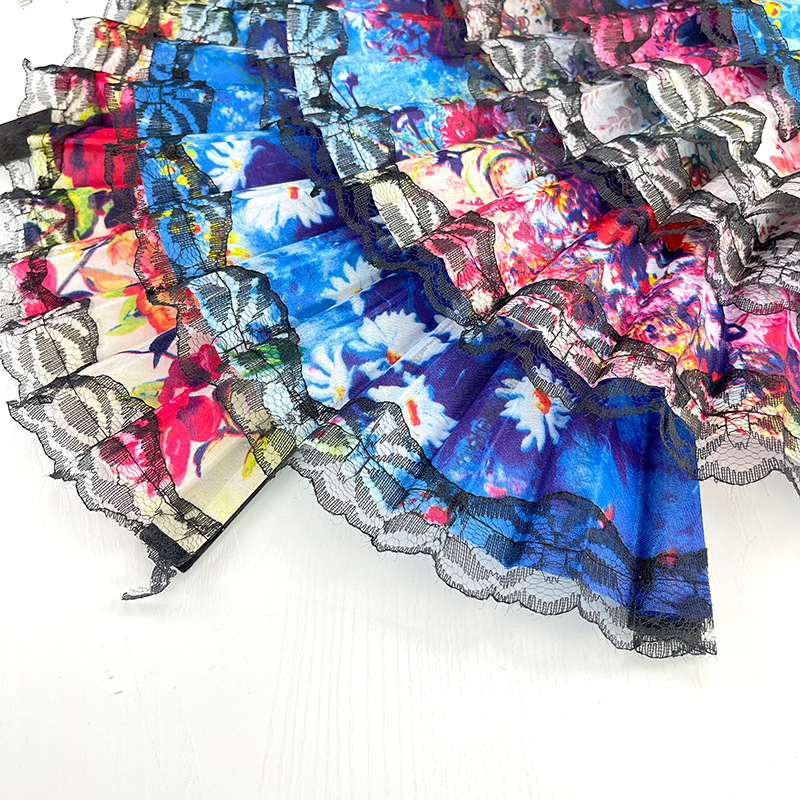 Fekete rúd műanyag kiváló minőségű csipke csipke tánc kellékek szövet európai stílusú spanyol összecsukható legyező