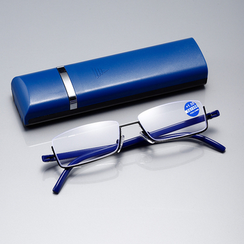 Modne nove naočale za čitanje s poluokvirom za muškarce i žene, prijenosne modne naočale za čitanje s kutijom, anti-plavo svjetlo, prekogranične naočale za čitanje na zalihi