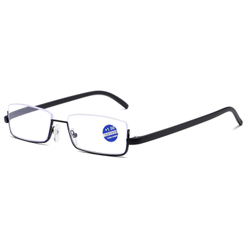 Модни нови полурамкови очила за четене за мъже и жени, преносими модни с кутия, антисиня светлина, трансгранични очила за четене на склад