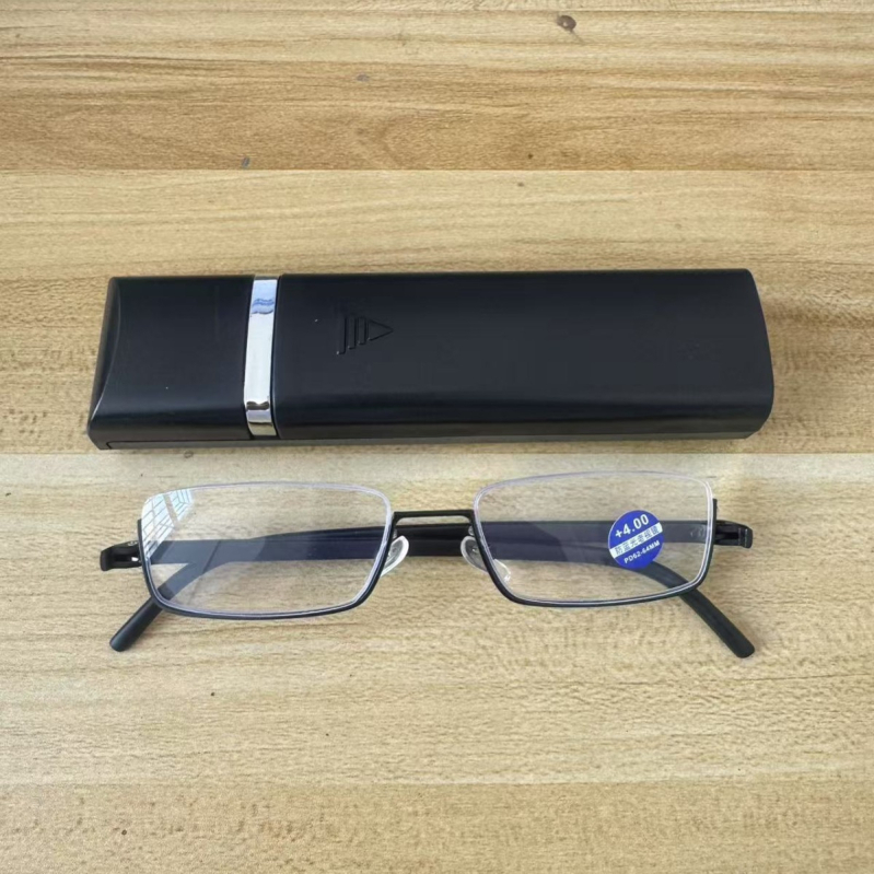 Modne nove naočale za čitanje s poluokvirom za muškarce i žene, prijenosne modne naočale za čitanje s kutijom, anti-plavo svjetlo, prekogranične naočale za čitanje na zalihi