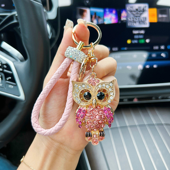 Μπρελόκ αυτοκινήτου με κουκουβάγια, διακοσμημένο με διαμάντια, για άνδρες και γυναίκες, δημιουργική σχολική τσάντα, μεταλλικό μπρελόκ αυτοκινήτου, για διασυνοριακά μικρά δώρα