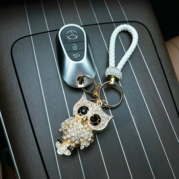 Μπρελόκ αυτοκινήτου με κουκουβάγια, διακοσμημένο με διαμάντια, για άνδρες και γυναίκες, δημιουργική σχολική τσάντα, μεταλλικό μπρελόκ αυτοκινήτου, για διασυνοριακά μικρά δώρα