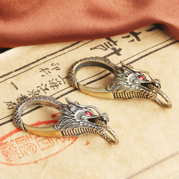 Μπρελόκ αυτοκινήτου με βρύση από καθαρό χαλκό, διαμάντι, τυρκουάζ, δράκος βασιλιάς, ανδρική μεταλλική μέση κρεμαστή δημιουργική εθνική παλίρροια, χάλκινη πόρπη χονδρικής