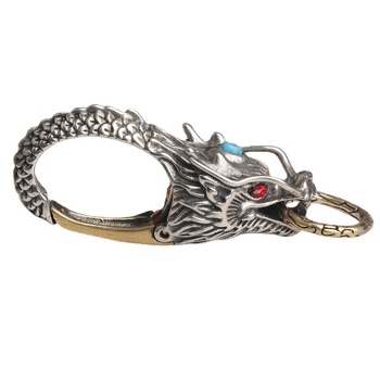 Μπρελόκ αυτοκινήτου με βρύση από καθαρό χαλκό, διαμάντι, τυρκουάζ, δράκος βασιλιάς, ανδρική μεταλλική μέση κρεμαστή δημιουργική εθνική παλίρροια, χάλκινη πόρπη χονδρικής