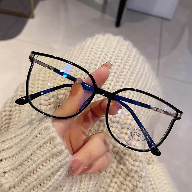 Очила за четене с анти-синя светлина и диамантена мигаща рамка, голямо лице, отслабване, обикновени очила с артефакт за красота, дамски очила с голяма рамка, очила с цветен мотив
