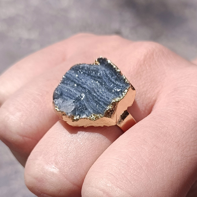 Ametiszt fürt eredeti kőgyűrű galaxis achát kőérc jelölés szélű érc szabálytalan kristályfoggyűrű keresztszegély