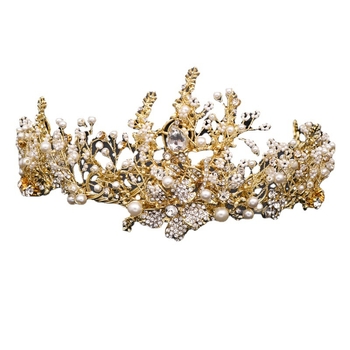 Pruudi kroon käsitsi valmistatud helmestega peakatted kuninganna kõrgekvaliteedilisest sulamist pea kroon Euroopa ja Ameerika stiilis mood pulmakleitide aksessuaarid