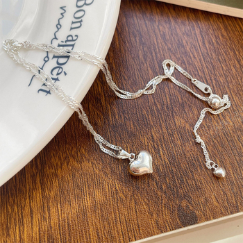 Γυναικεία κοσμήματα κολιέ με ρυθμιζόμενο αναδιπλούμενο κρεμαστό κόσμημα προσώπου S925 από ασήμι 925, απλή αλυσίδα πουλόβερ υψηλής ποιότητας