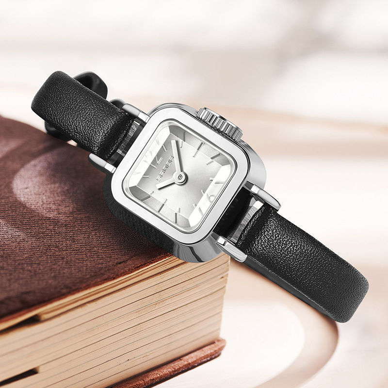 Női karóra retro kis négyzet alakú kvarc vízálló divatos trendi egyszerű öves karóra nagykereskedelem 2024 új óra