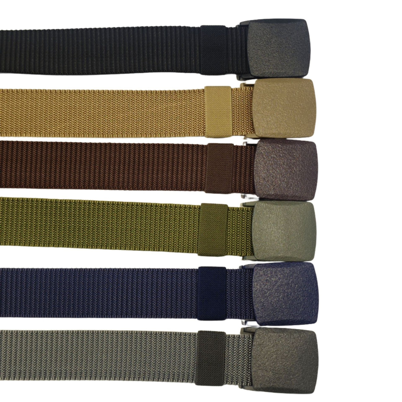 Vászonöv, hipoallergén öv, katonai kiképző öv, sima csat, műanyag csat, nejlon öv, vasalásmentes, mágnesmentes, biztonsági ellenőrzést támogató, diákoknak