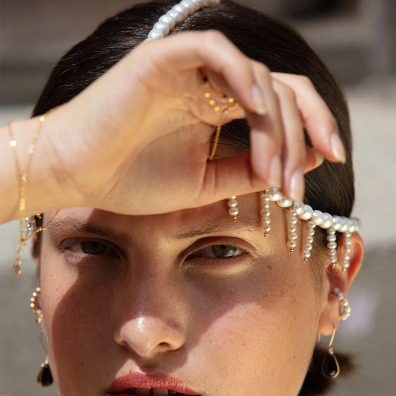 Határokon átnyúló tavaszi új gyöngyös fejpánt női szuper tündér bojtos fejdísz, kiváló minőségű temperamentumos európai és amerikai álarcosbál kiegészítők