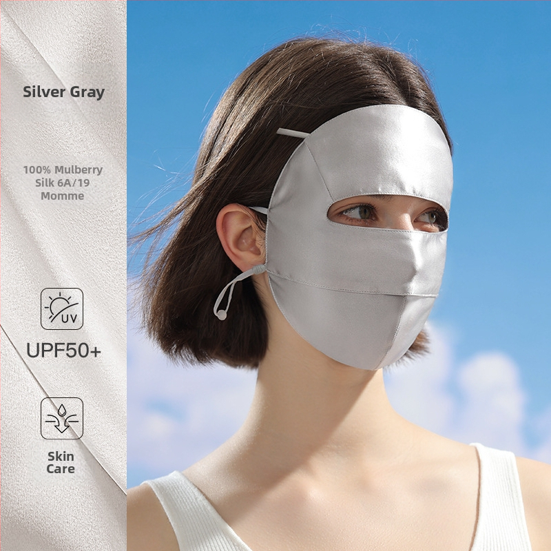 Uus siidist mask naistele suvine päikesekaitse UV-vastane kõrva riputatav mask kerge ja hingav näomask Xkz52