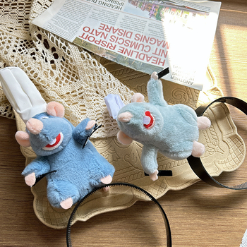 Ratatouille fejpánt, ugyanolyan stílusú rajzfilm plüss baba, perifériás egércsatos fejpánt, hajkiegészítő, arcmosó, kék Ratatouille