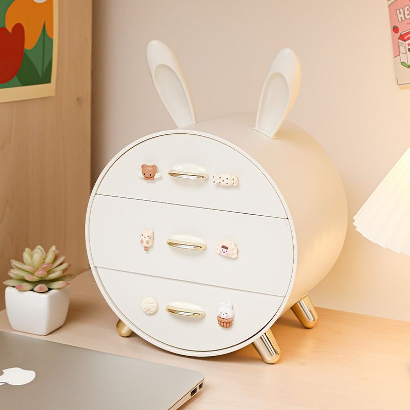 Nyuszi gyerek hajtűs asztali tárolódoboz, többrétegű, fiókos lány diákkollégiumi kozmetikai ékszertároló doboz