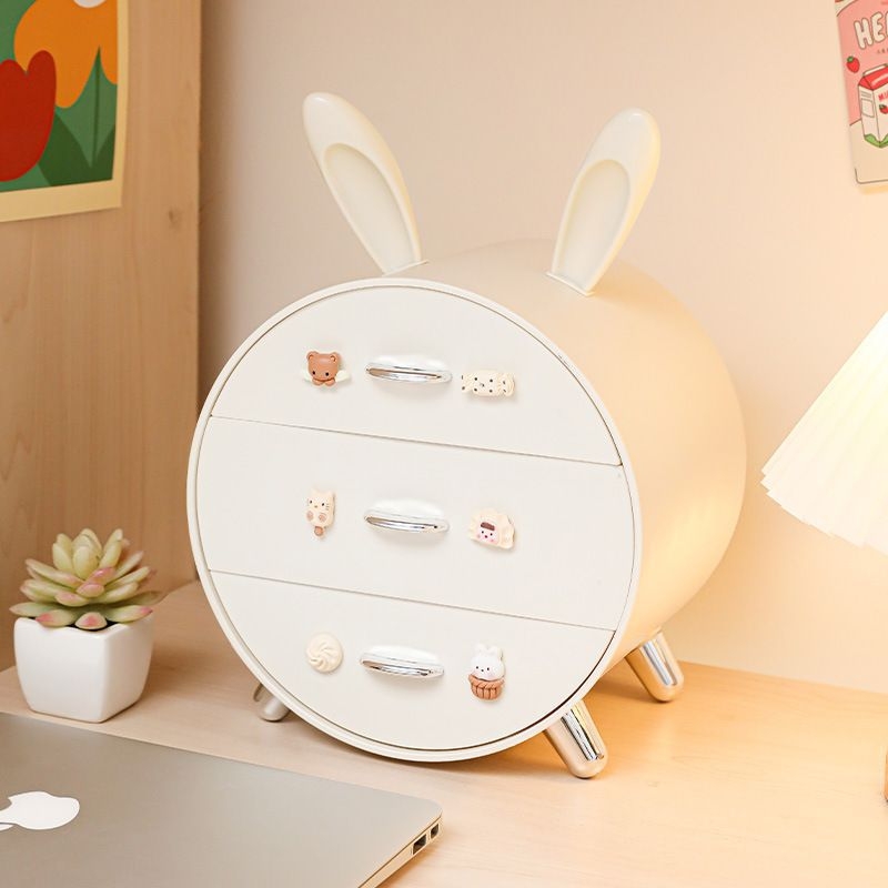 Nyuszi gyerek hajtűs asztali tárolódoboz, többrétegű, fiókos lány diákkollégiumi kozmetikai ékszertároló doboz