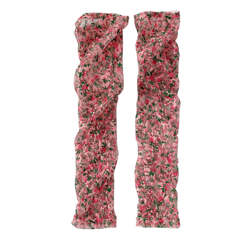 Mažos gėlėtos nėrinių rankovės moterims vasarinėms apsaugos nuo saulės rankovėms, ledo rankovėms, vairavimo rankų apsaugos, ledo šilko rankovėms, ilgos pirštinės