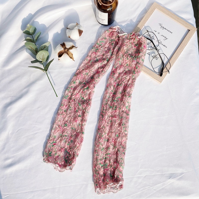 Väikesed lillelised pitsist varrukad naistele suvised päikesekaitsega käevarrukad, jäävarrukad, sõidukäekaitsed, jääsiidist käevarrukad, pikad kindad