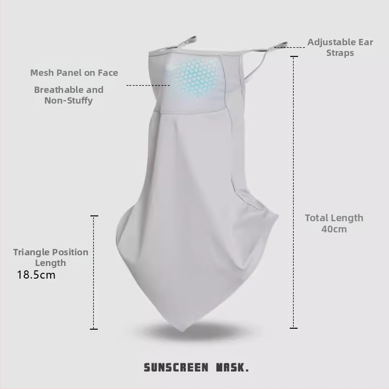 Jääsiidist päikesevarjuga päikesekaitsemask meestele ja naistele, UV-kaitsega näomask, õhuke hingav kaelakaitsega UPF50 sõidumask
