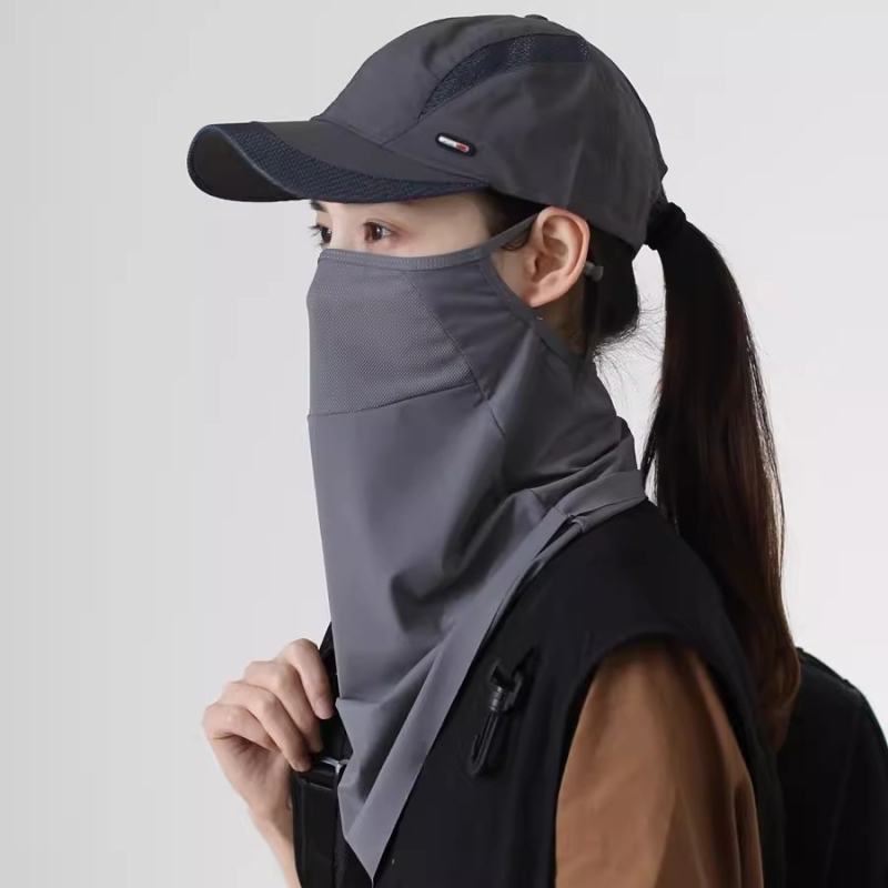 Jääsiidist päikesevarjuga päikesekaitsemask meestele ja naistele, UV-kaitsega näomask, õhuke hingav kaelakaitsega UPF50 sõidumask