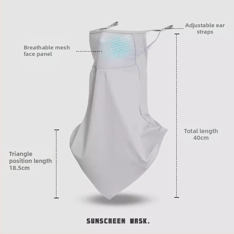 Слънцезащитна маска Ice Silk за мъже и жени, шофиращи с UV защита, тънка дишаща маска за врата, езда с UPF50
