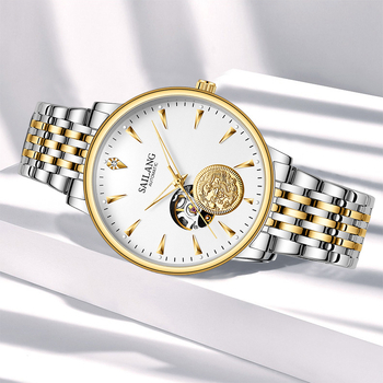 Sailang SAILANG ärimood täisautomaatne õõnes mehaaniline käekell ehtsast nahast põhjaga helendava meeste käekella tehasest