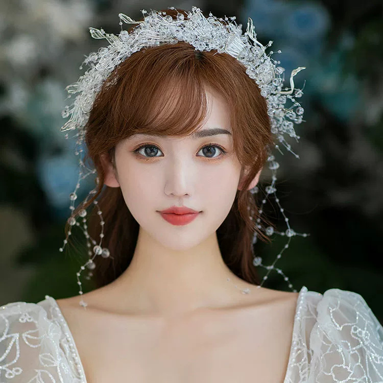 Koreai és japán új divatos kristály folyékony virágos fejpánt menyasszonyi esküvői smink színpadi utazási fotózás stílusos hajkiegészítő