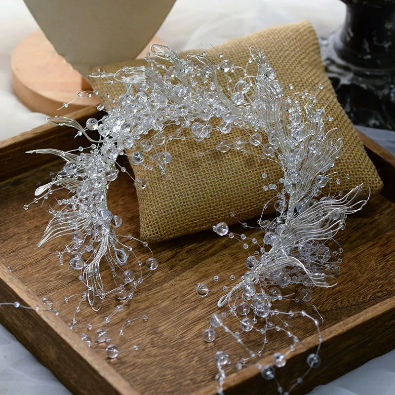 Koreai és japán új divatos kristály folyékony virágos fejpánt menyasszonyi esküvői smink színpadi utazási fotózás stílusos hajkiegészítő