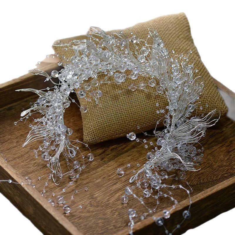 Koreai és japán új divatos kristály folyékony virágos fejpánt menyasszonyi esküvői smink színpadi utazási fotózás stílusos hajkiegészítő