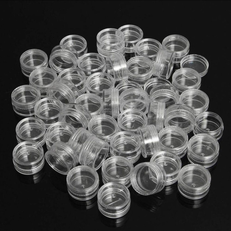 50 komada prozirnih plastičnih bočica od 2,5 ml i 3 g, pribora za nokte, kozmetike, probnih malih bočica za uzorke kreme