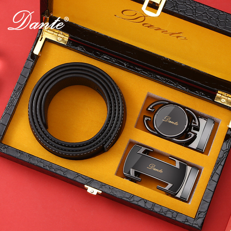 2024-es új, dupla csatos övszett, első rétegű marhabőrből készült, automata csatos férfi öv, valódi bőr nagykereskedelmi öv