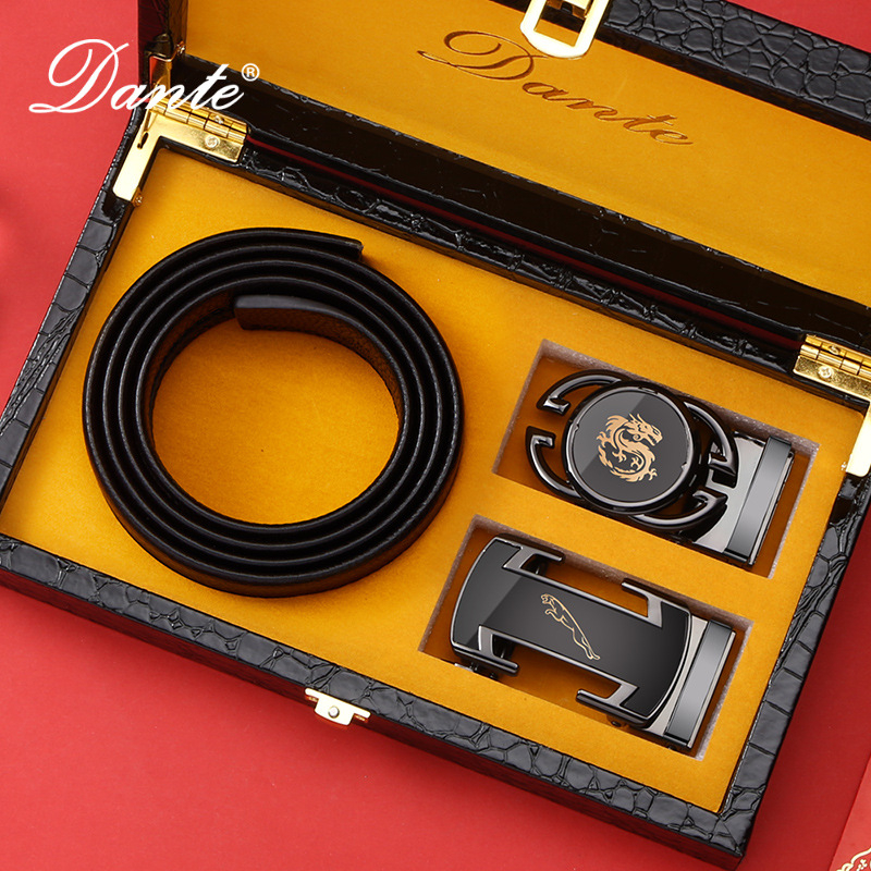 2024-es új, dupla csatos övszett, első rétegű marhabőrből készült, automata csatos férfi öv, valódi bőr nagykereskedelmi öv