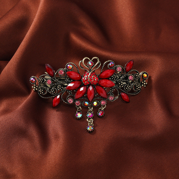 Autentikus retró virágos tavaszi hajcsat, kínai stílusú hajcsat, egykarakteres csat, nagy vízszintes csat, lófarokcsat, felső csat, eredeti áru