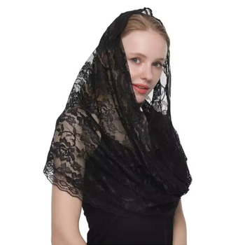 трансграничен бял булчински дантелен черно-бял винтидж шал с цветен воал за жени