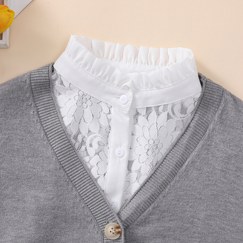 Φθινόπωρο και Χειμώνας Νέα Κομμένη Δαντέλα Ψεύτικο Κολάρο Κορίτσια Στάντ Κολάρο Γιλέκο Ψεύτικο Κολάρο Πουλόβερ Διακοσμητικό Κολάρο