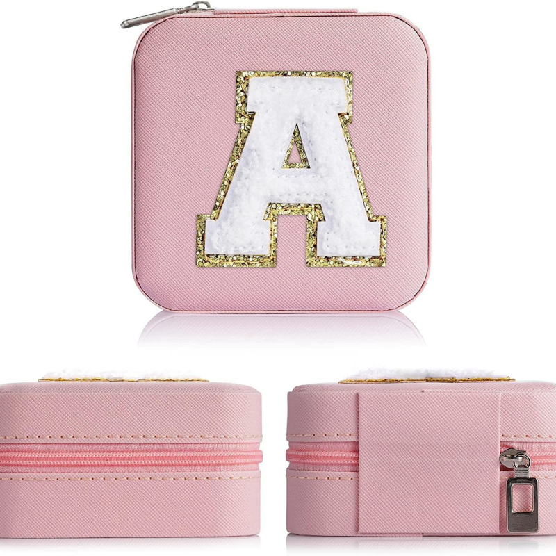 Pliušinė papuošalų dėžutė su laiškais, kelioninė nešiojama papuošalų žiedų laikymo dėžutė, auskarai, auskarai, karoliai, papuošalų pakavimo dėžutė