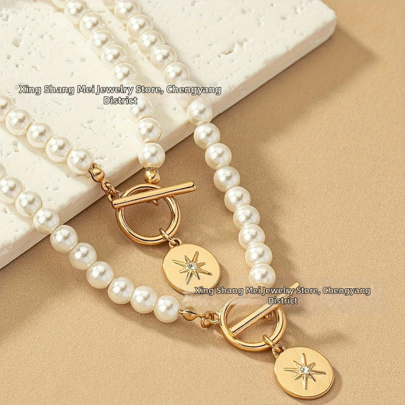 Brățară cu stele și perle, trend transfrontalier în Europa și Statele Unite, colier, costum de nișă feminină, lanț de claviculă de lux, en-gros