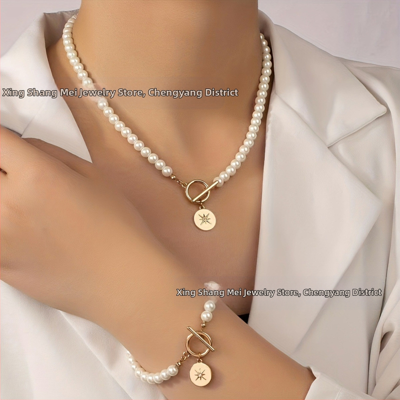 Европа и Съединените щати трансгранична тенденция перлена звезда гривна колие костюм дамска ниша светлина лукс любов ключица верига на едро
