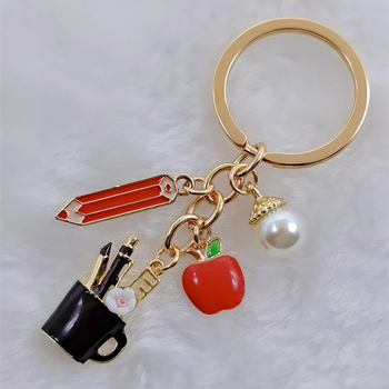 Νέα διασυνοριακή θήκη στυλό με κόκκινο μήλο για μαθητές, μνημόσυνο αποφοίτησης, μπρελόκ για την Ημέρα των Εκπαιδευτικών