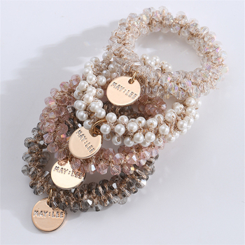 Uued piiriülesed juukseaksessuaarid, nišš, lihtsad pärlivärvi teemanthelmed, helmestega ümmargune ripats, naiste juukserõngas, ülikond