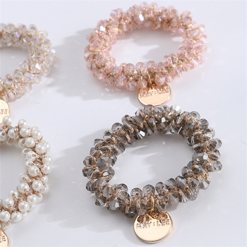 Uued piiriülesed juukseaksessuaarid, nišš, lihtsad pärlivärvi teemanthelmed, helmestega ümmargune ripats, naiste juukserõngas, ülikond