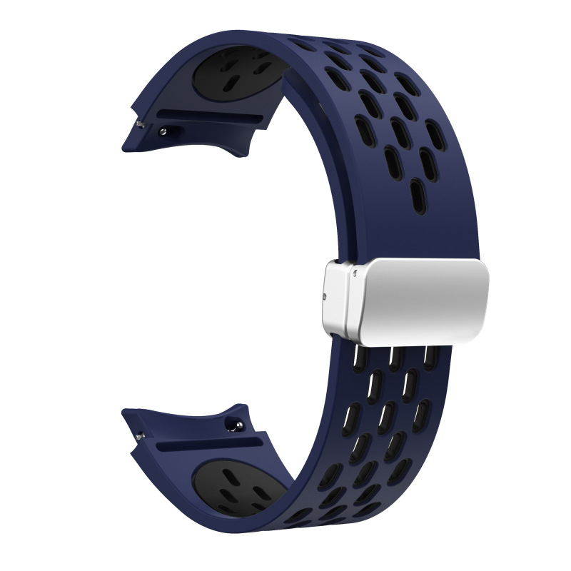 Samsung Watch6 7 okosóra összecsukható csattal, mágneses, kétszínű szilikon szíjjal, Watch5pro4 csuklópánttal